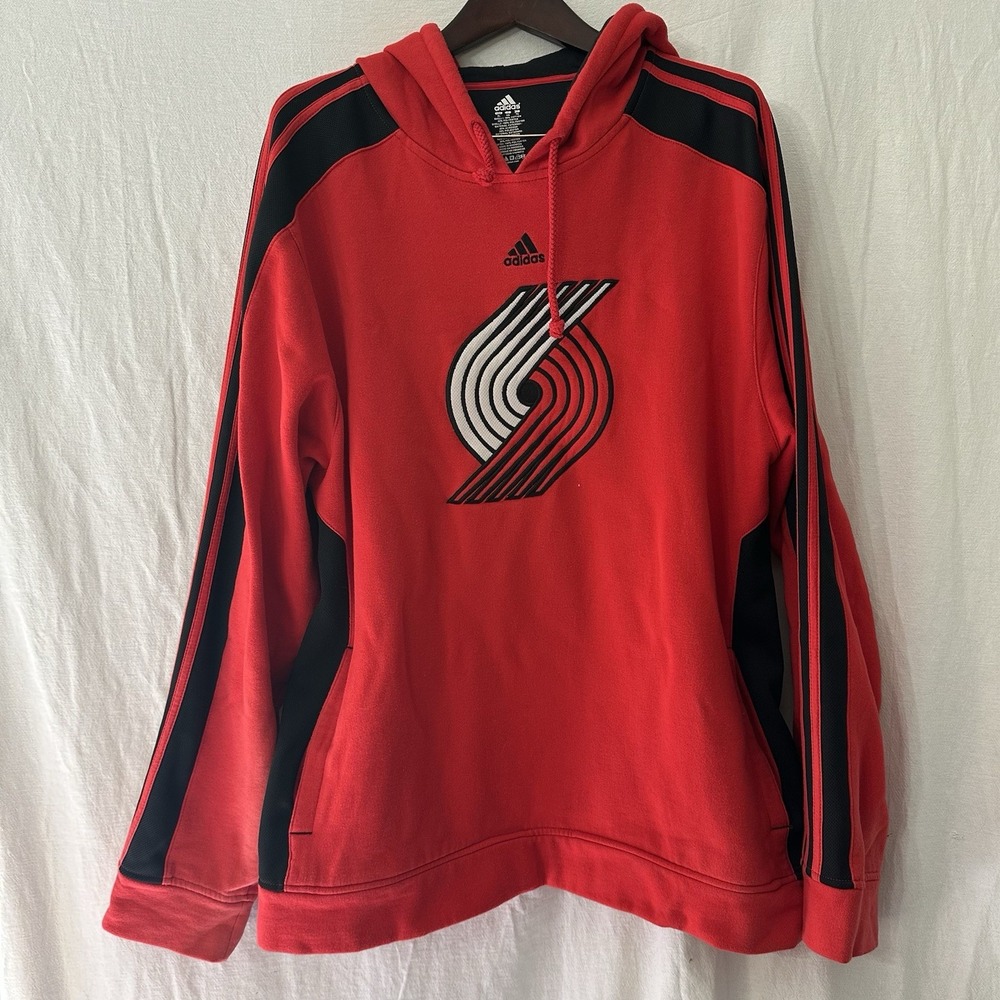 Portland Trail Blazers Hoodie Mens XLT Red NBA Basketball Adidas Pullover
